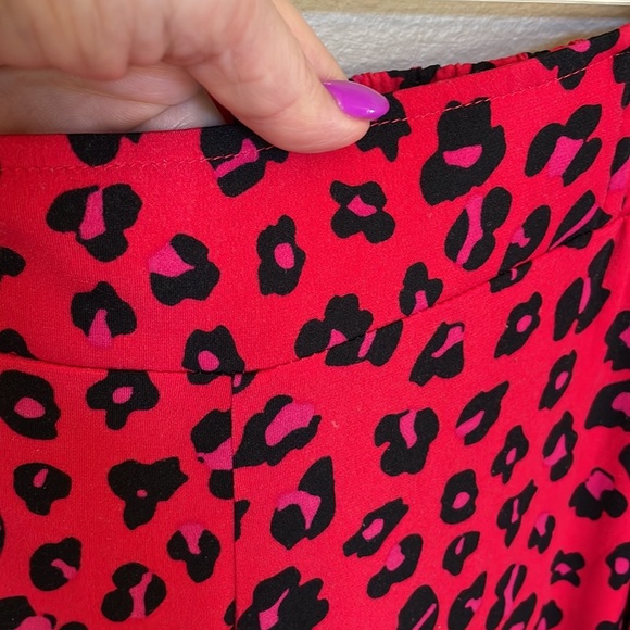 IMAN global Chic red black animal print palazzo wide leg pants pull on flowy XLP - Picture 4 of 9